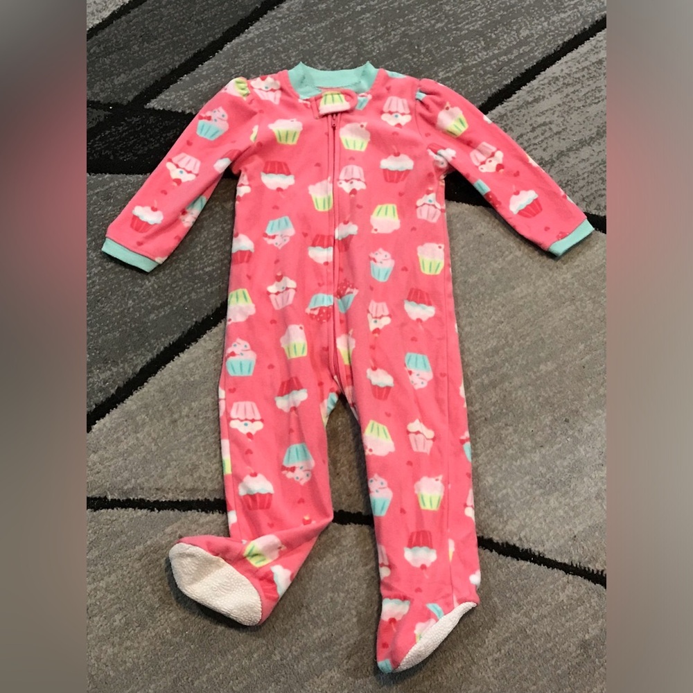 26. Little me Cupcake Print girls One Piece Pajama - Pink size 18 months